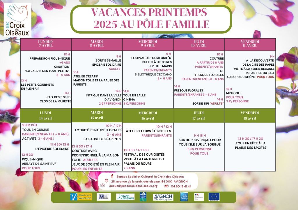 Vacances de printemps : le programme